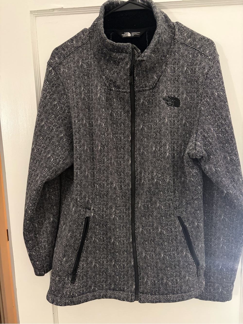 The North Face Women's Gray Herringbone Teddy Jacket